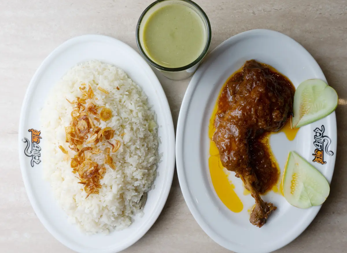 Plain Polao Platter, Chicken Roast With Borhani 1:1