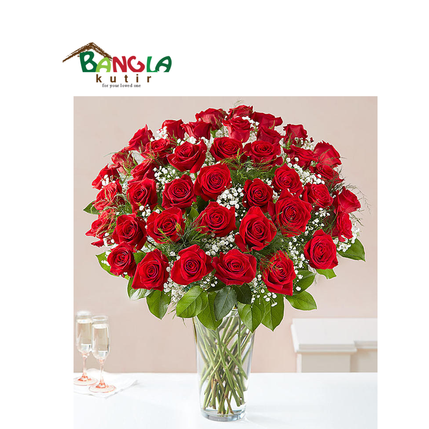 36 Red Rose In A Vase