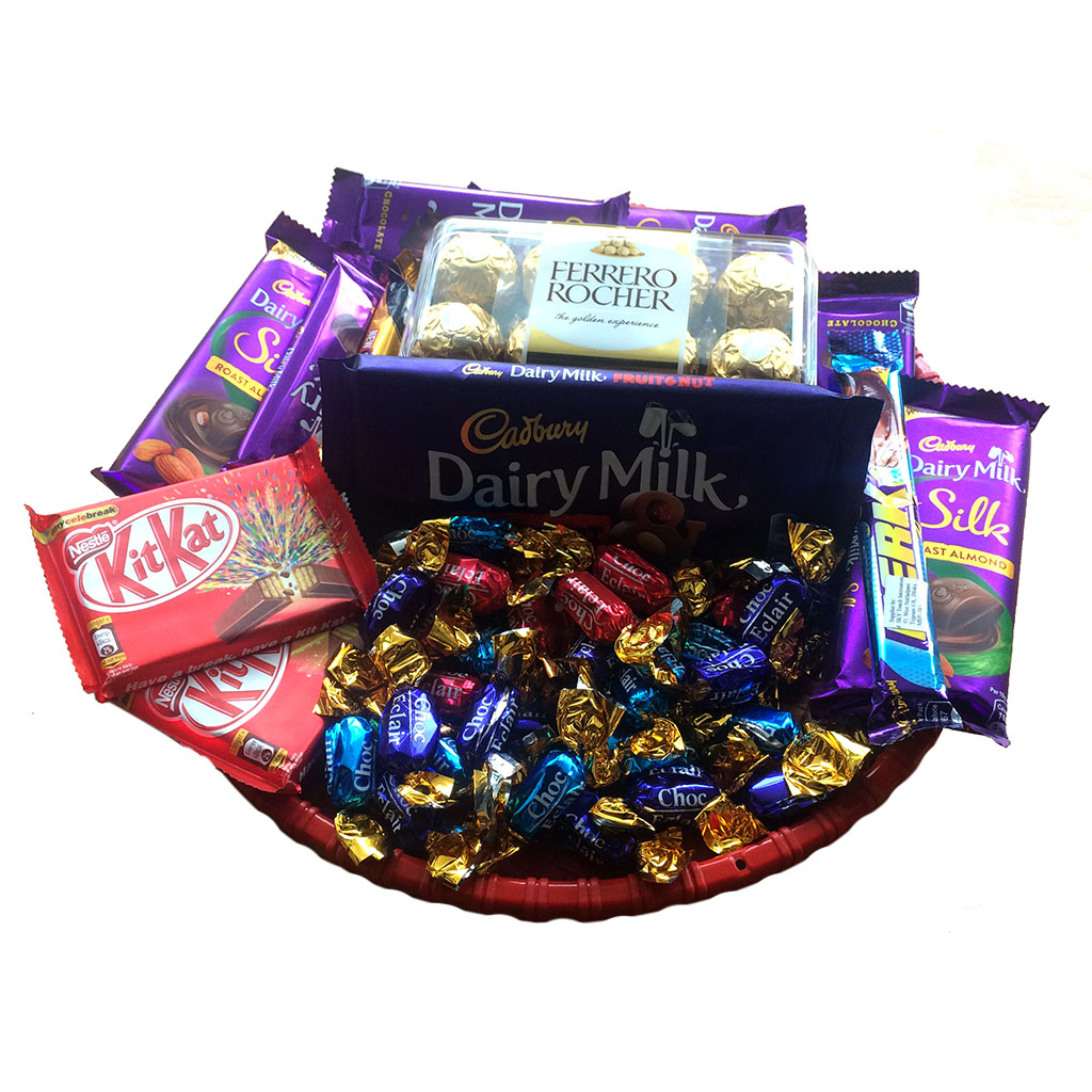 A Basket Of 12 Mixed Chocolates