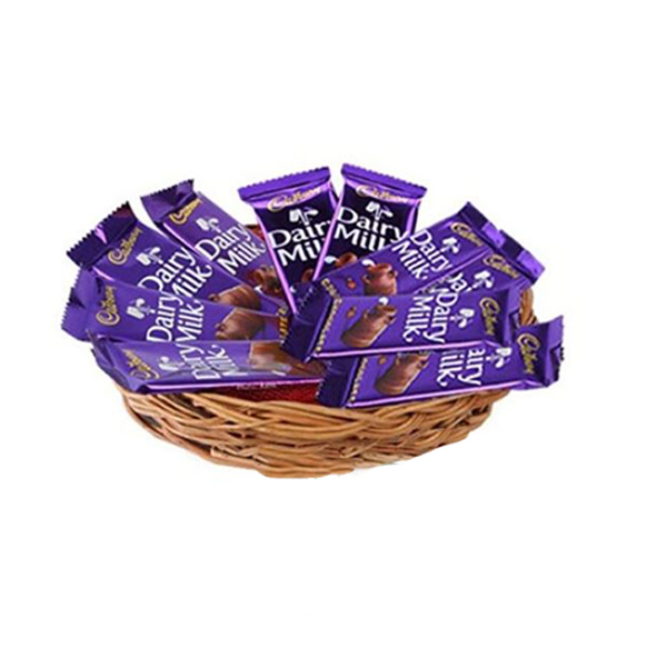 A Basket Of 10 Mixed Cadbury Dairy Milk Chocolates