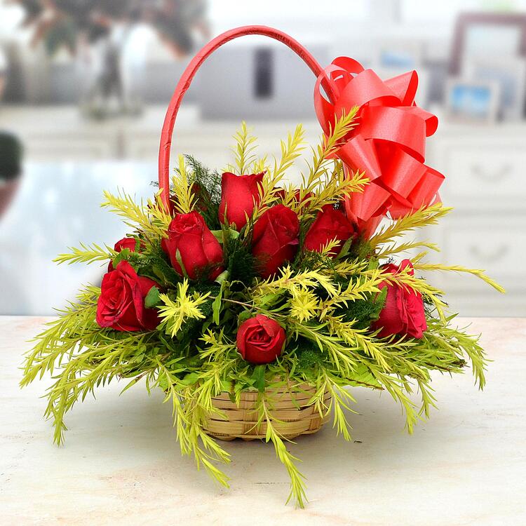 Lovely Roses In A Basket