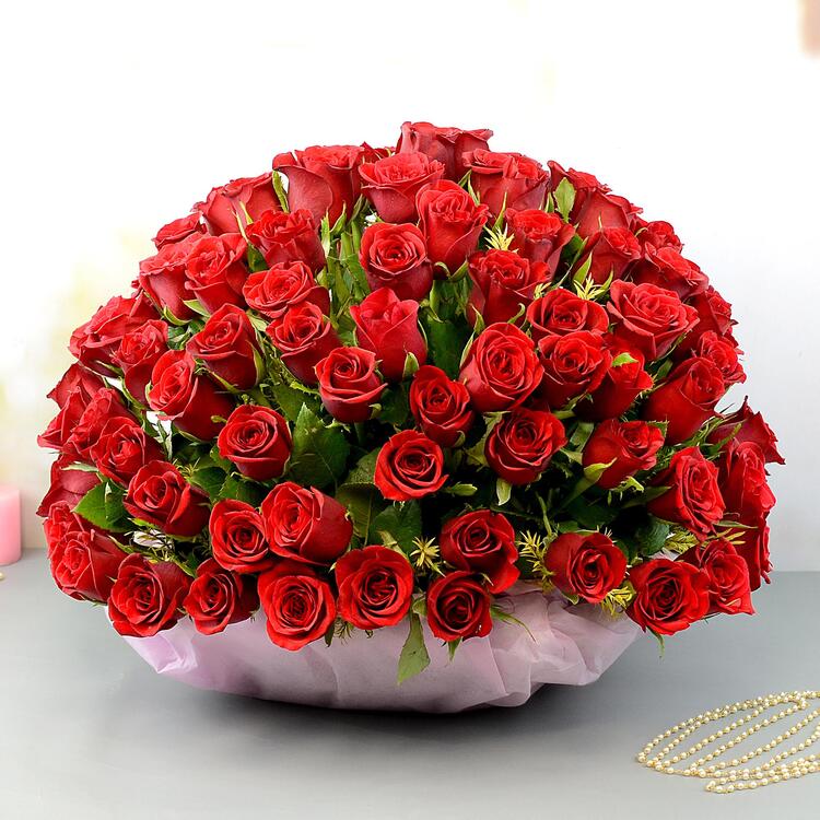 Red Roses In A Basket