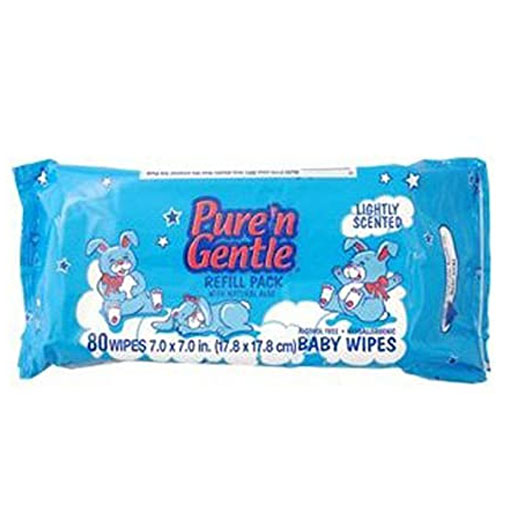 Pure N Gentle Lightly Scented Refill Baby Wipes 80 Pcs