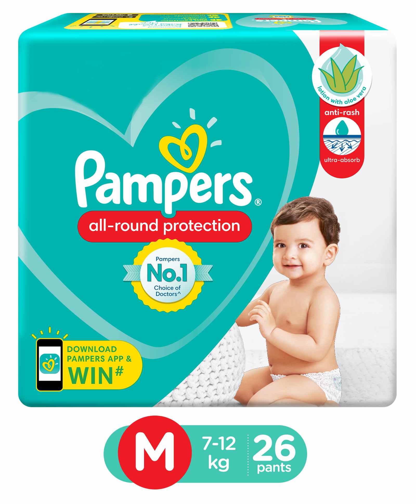 Pampers All-round P. Baby Diaper M (7-12 Kg) 26 Pants