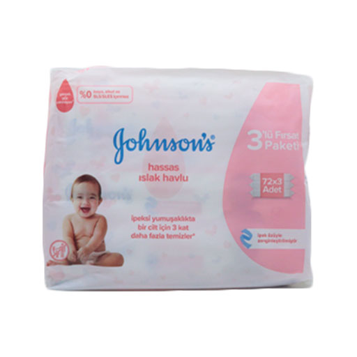 Johnsons Sensitive Baby Wet Wipes (3x72 Adet)