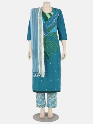 Teal Printed Cotton Kameez  (ar)