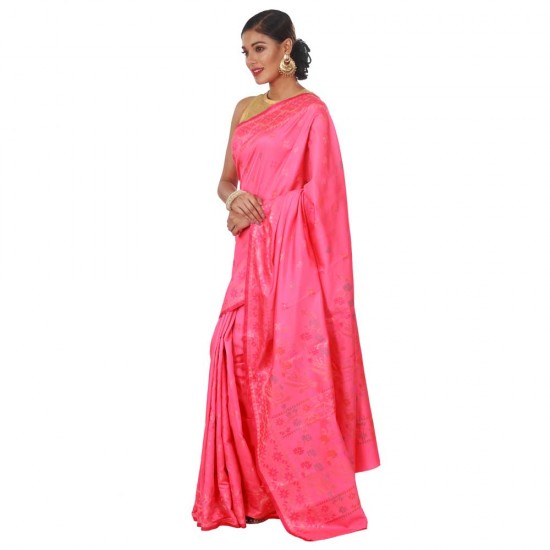 Pink Colour Jacquard Design A.silk Shari