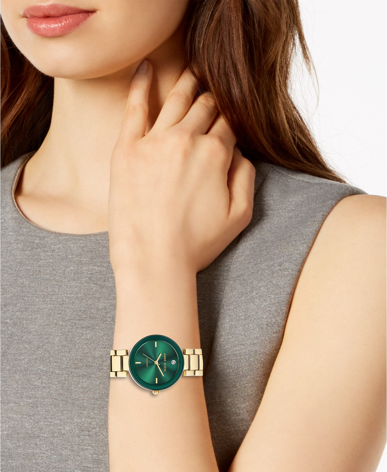 Anne Klein Women's Diamond-accent Gold-tone Bracelet Watch 32mm
