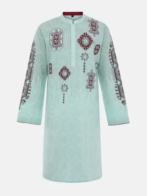 Mint Green Printed Cotton Panjabi