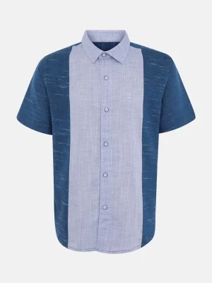 Blue Textured Cotton Shirt