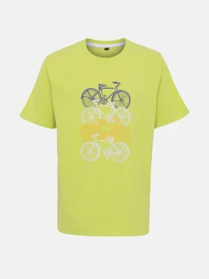 Lime Green Printed Cotton T-shirt
