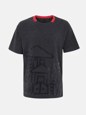 Charcoal Black Printed Cotton T-shirt