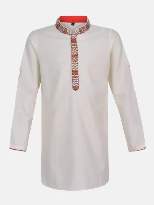 White Embroidered Cotton Panjabi