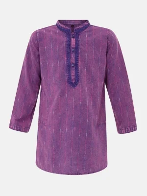 Purple Dyed And Embroidered Handloom Cotton Panjabi