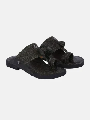 Dark Green Leather Sandal