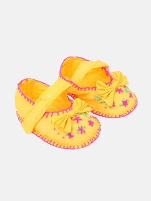 Yellow Embroidered Cotton Shoe