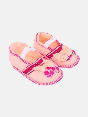 Peach Embroidered Cotton Shoe