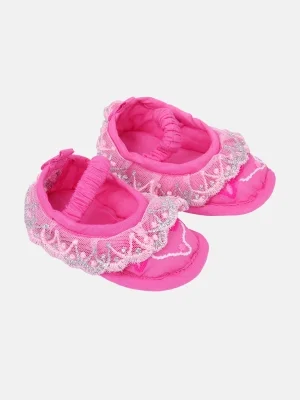 Pink Embroidered Cotton Shoe