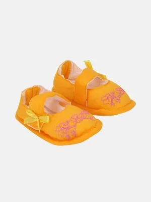 Orange Embroidered Cotton Shoe