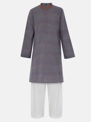 Grey Cotton Panjabi Pajama Set