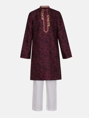 Embroidered Silk Panjabi Pajama Set