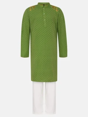 Embroidered Cotton Panjabi Pajama Set
