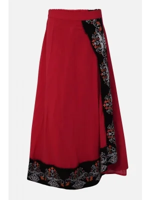 Red Printed Mixed Cotton Skirt