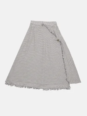 White Striped Mixed Cotton Skirt