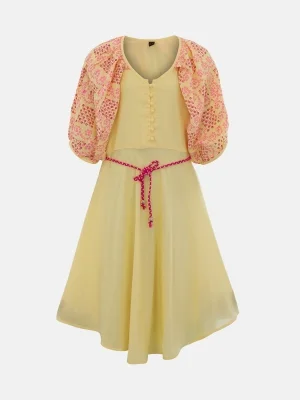 Yellow Printed Linen Frock