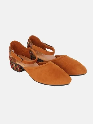 Brown Velvet Heel Sandals