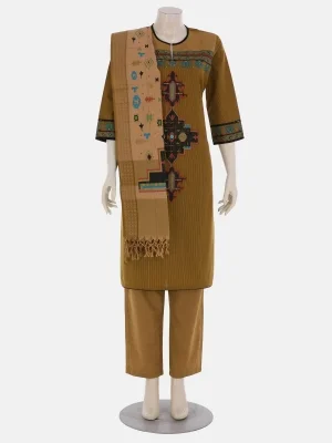 Brown Printed Shalwar Kameez (ar)