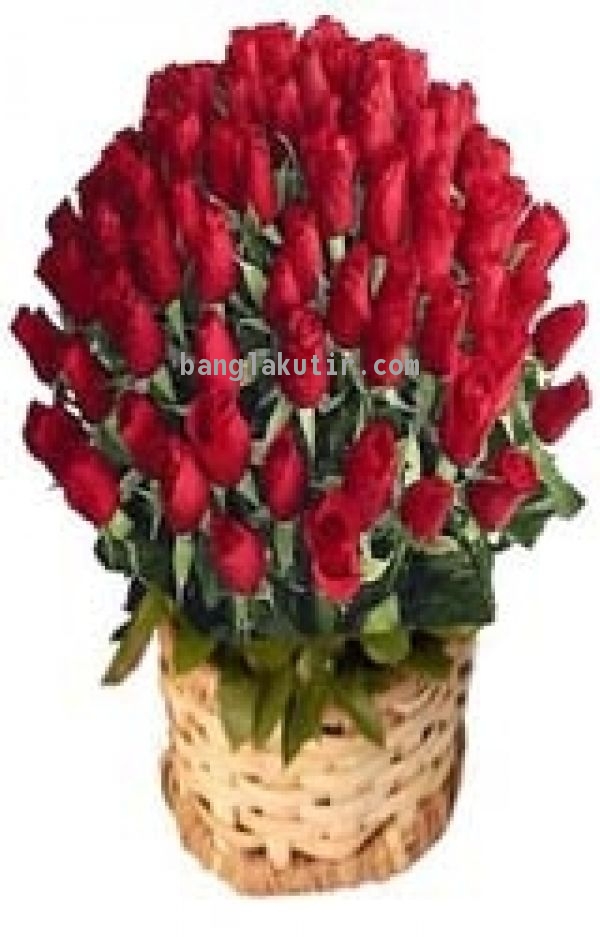 50 Red Rose In A Basket